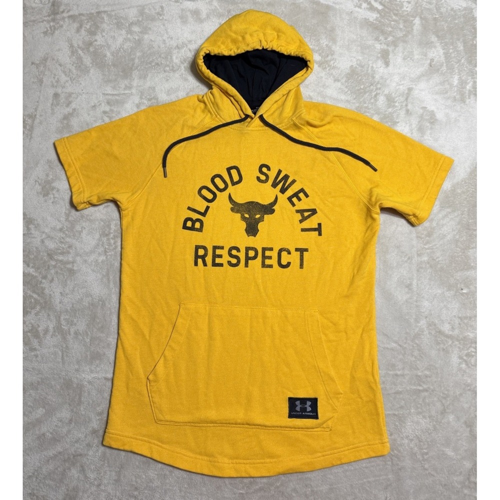 Under Armour x Project Rock Hoodie Mens Med Loose Blood Sweat Respect Sweatshirt